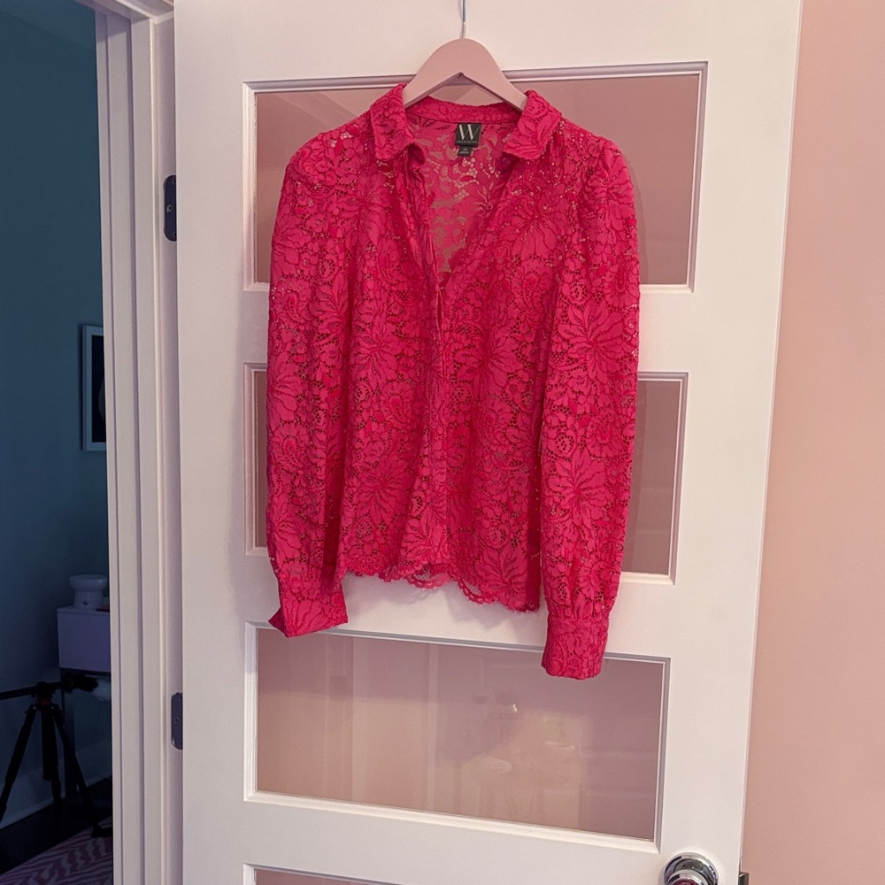 Worthington Fuchsia Lace Top